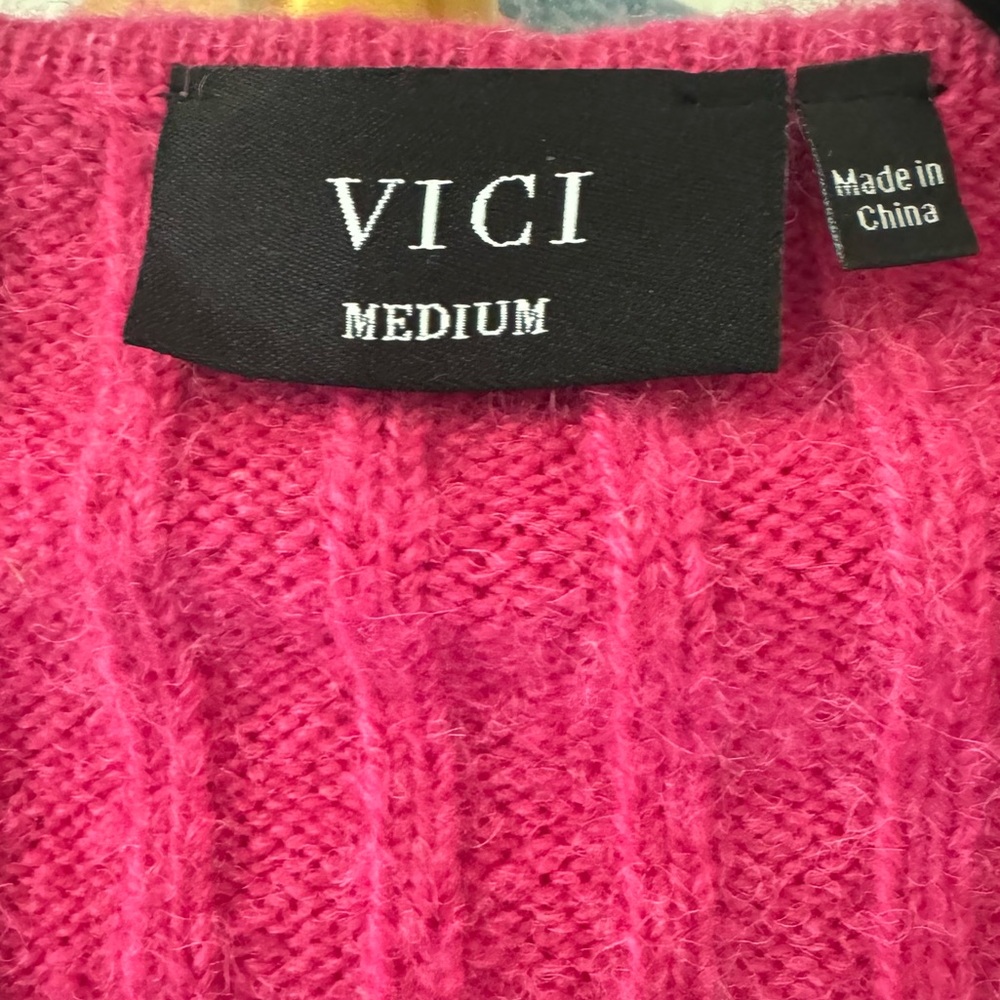 Vici Pink Ruffled Tie Front Sweater - Picture 6 of 8
